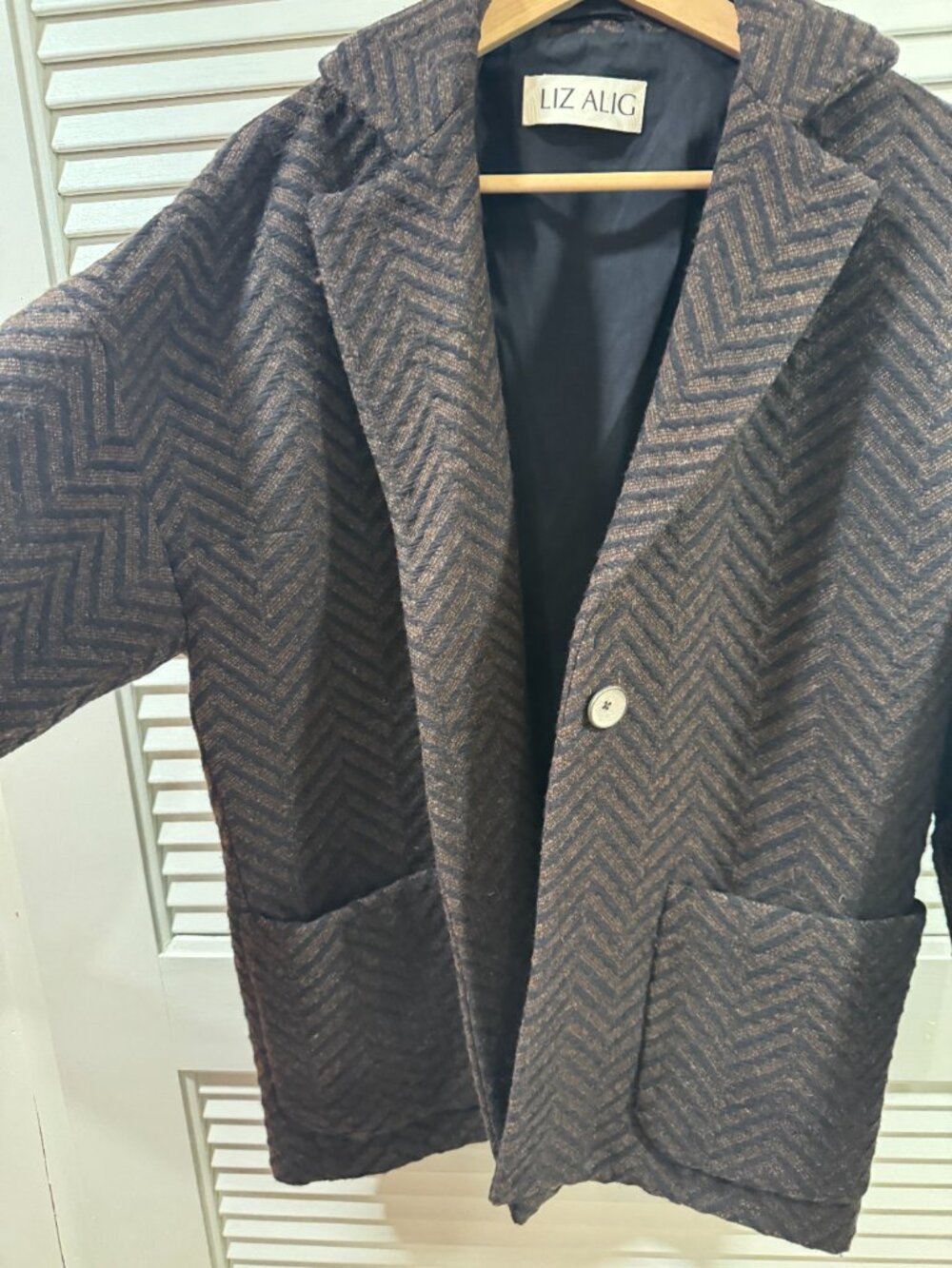 Liz Alig Portuguese Wool Pieper Coat – Brown/Black Herringbone (M) - Picture 7 of 16